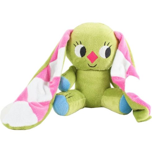 Kockásfülû nyúl ülõ babzsákos plüssfigura - 15 cm