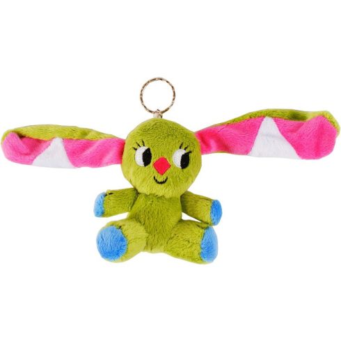 Kockásfülû nyúl ülõ kulcstartó plüssfigura - 9 cm
