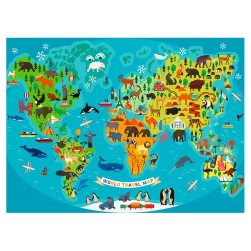 Ravensburger Puzzle 150 db - Állatos világtérkép
