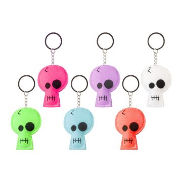 Koponya kulcstartó, neon színû, 8 cm, 6 féle
