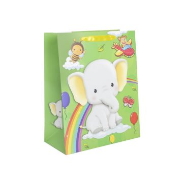 Papírtasak elefánt szivárvánnyal 18x23 cm