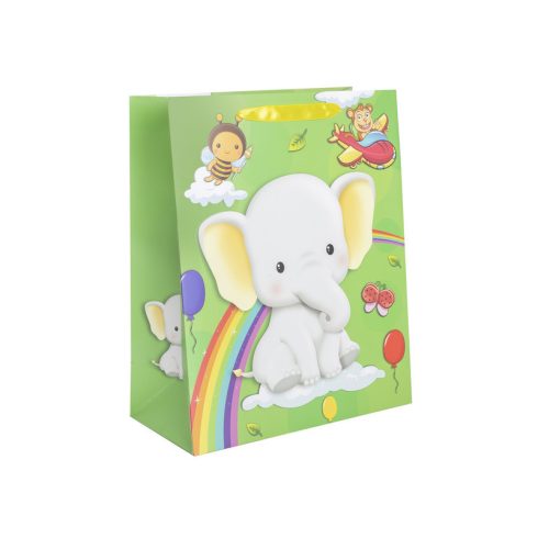 Papírtasak elefánt szivárvánnyal 18x23 cm