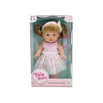 Lány baba cumisüveggel 30cm