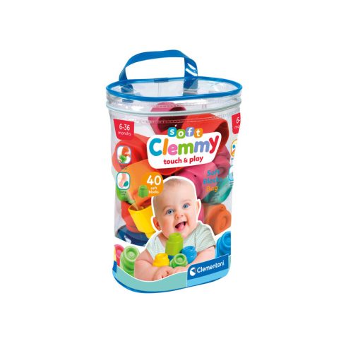 Clemmy 40 db puha építõkocka tárolózsákban