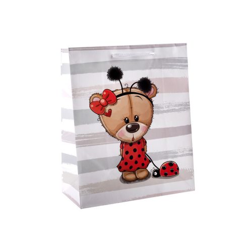 Papírtasak maci katicával 18 x 23 cm