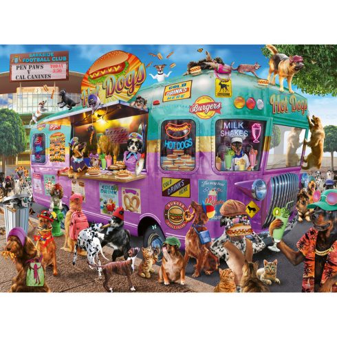 Puzzle 300 db - Hot-dog árus kutyusok