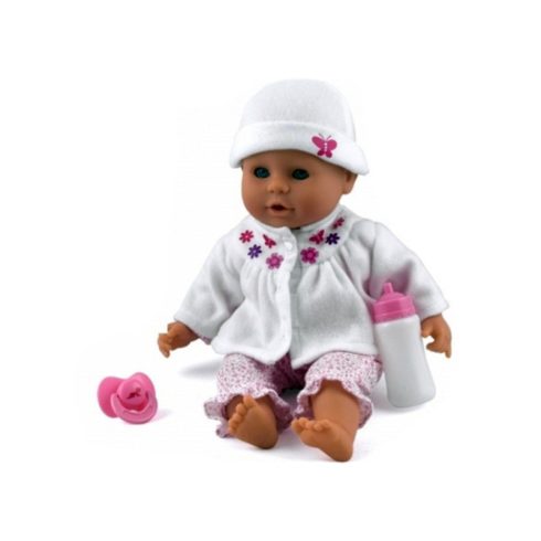 Little Treasure babzsákos baba fehér ruhában - 38 cm