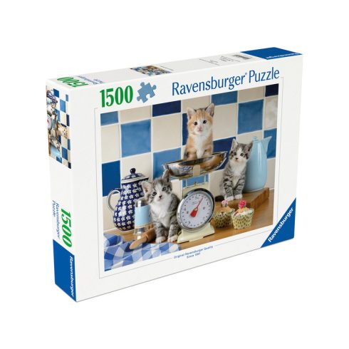 Puzzle 1500 db - Kismacskák a konyhában