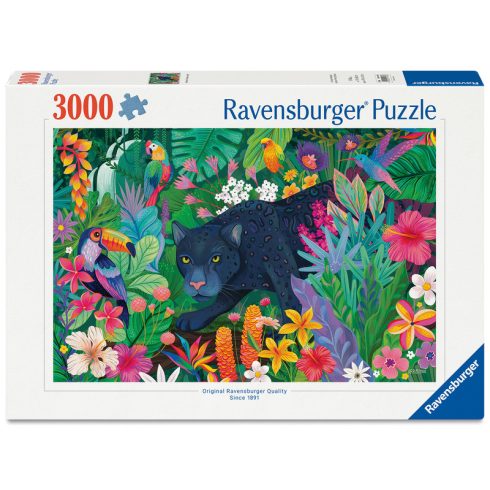 Puzzle 3000 db - Párduc a virágzó dzsungelben