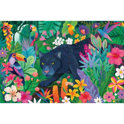 Puzzle 3000 db - Párduc a virágzó dzsungelben