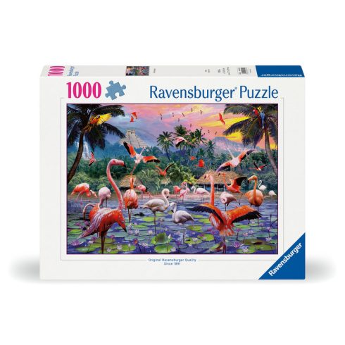 Puzzle 1000 db - Rózsaszín flamingók