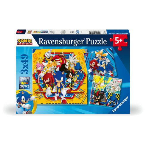 Puzzle 3x49 db - Sonic, a sündisznó