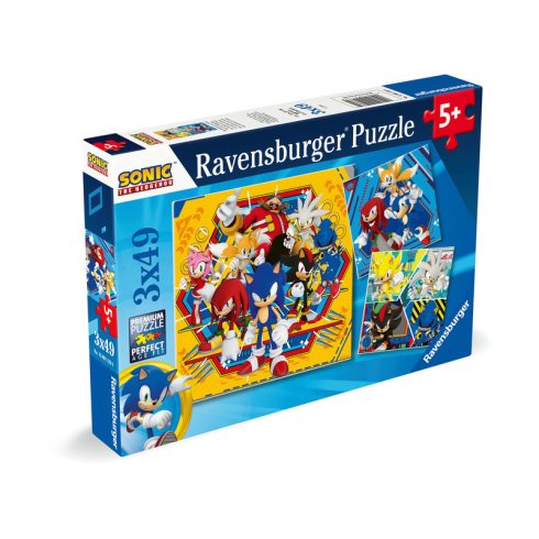 Puzzle 3x49 db - Sonic, a sündisznó