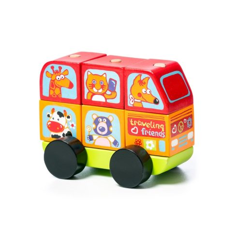 Cubika Fa állatos autó - piros