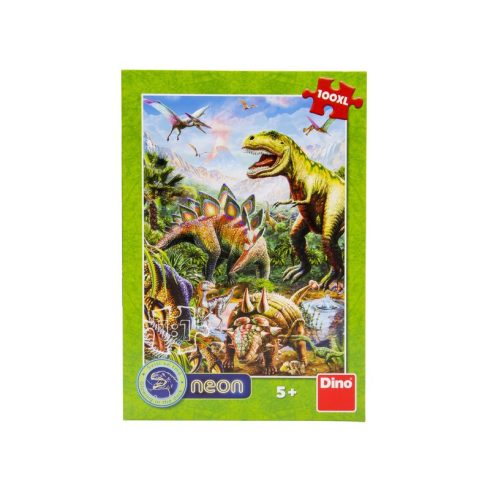 Dino Puzzle 100 db XL neon- Dínók világa