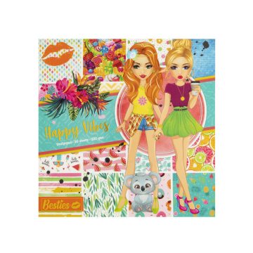   Besties - Happy vibes 25x25 cm színes lapok a divattervezõhöz, 20 db